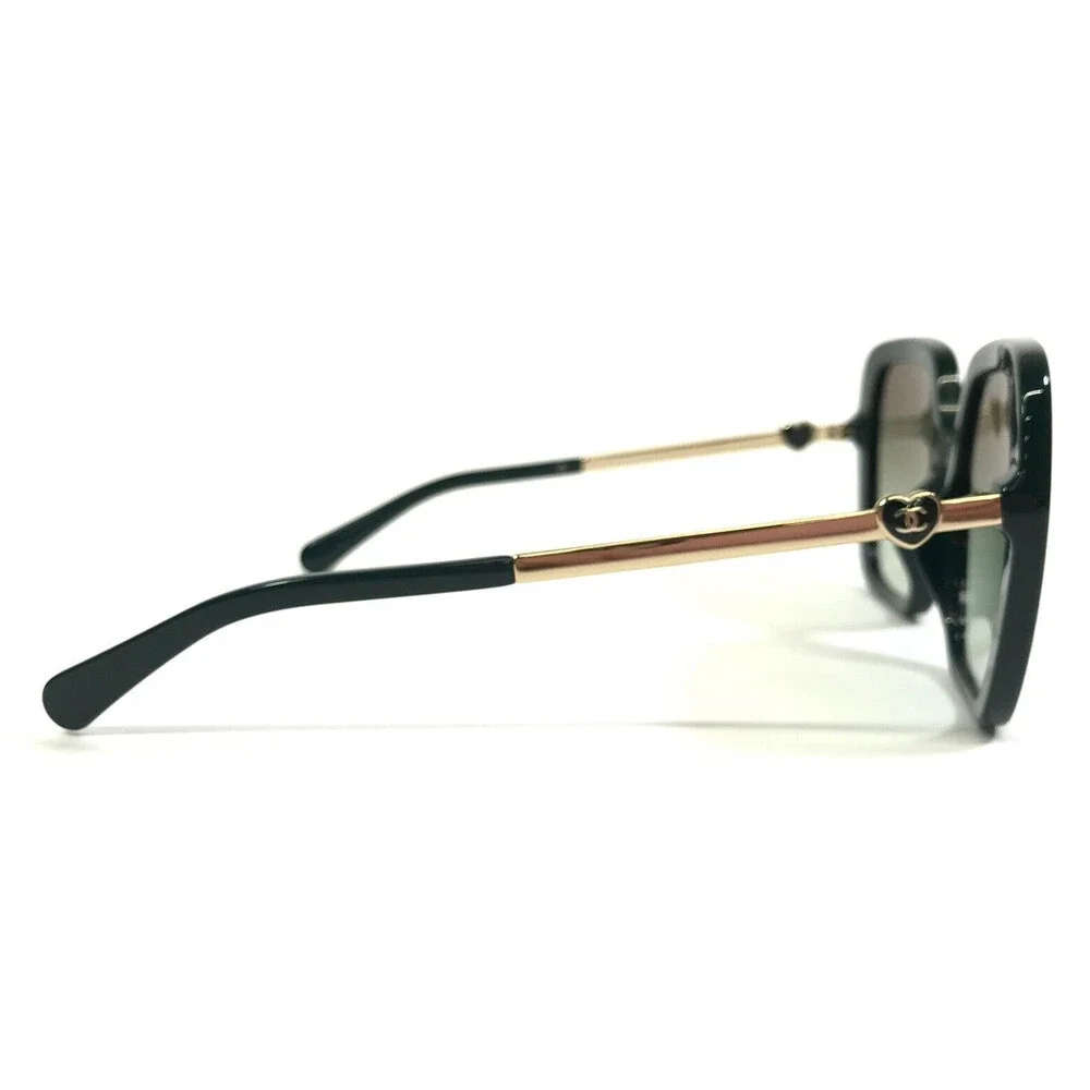 CHANEL Sunglasses 5521-A c.1459/S3 Oversized Polished Green Gold Hearts Hexagon